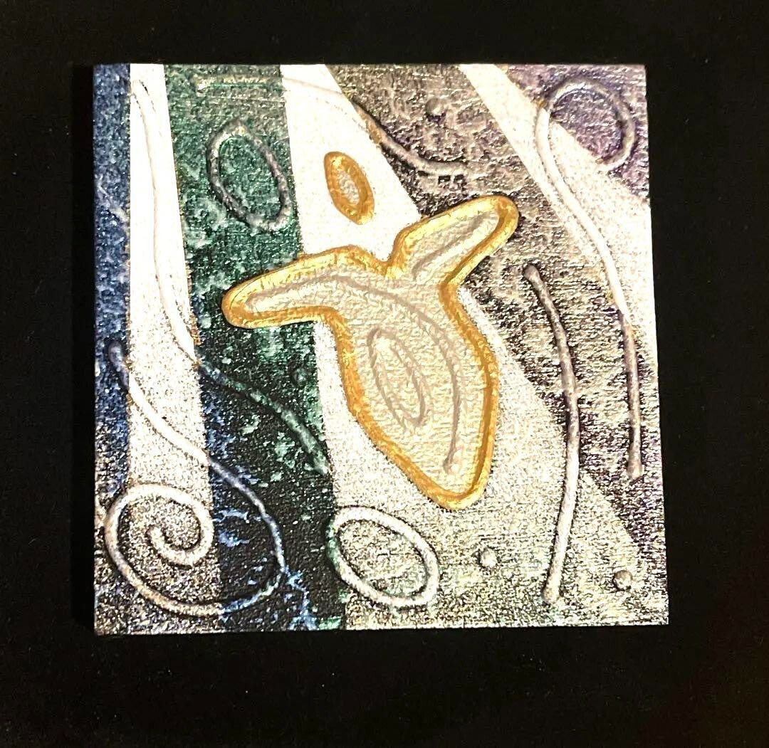 Andy Lakey - Archangel Michael Original Textured Painting On Wood Signed Framed