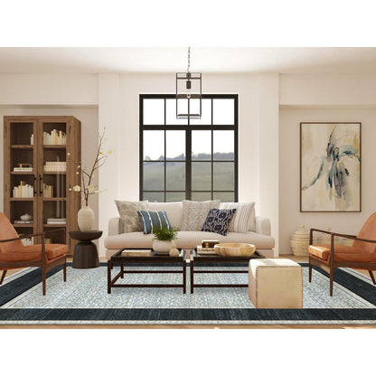 9'X12'3" Blue Modern Design Pure Wool Hand Knotted Oriental Rug