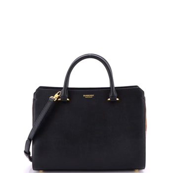 Burberry Banwell Tote Leather And House Check Canvas Small