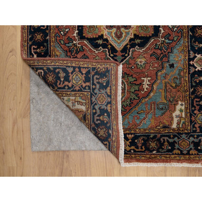 2'7"X10'1" Red Antiqued Heris Re-Creation Hand Knotted Wool Runner Rug