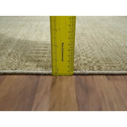 2'X3' Beige Modern Grass Design Hand Knotted Wool With Silk Sample Rug