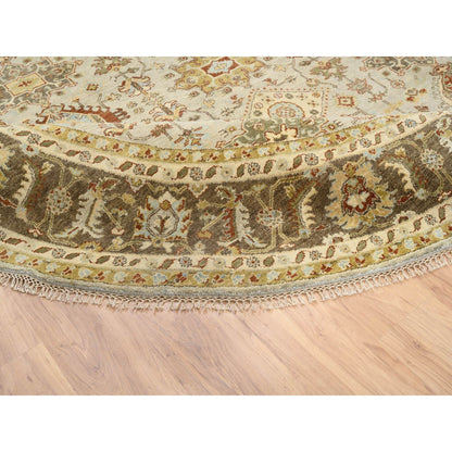10'X10' Light Gray Karjihooz Design Pure Wool Hand Knotted Round Rug