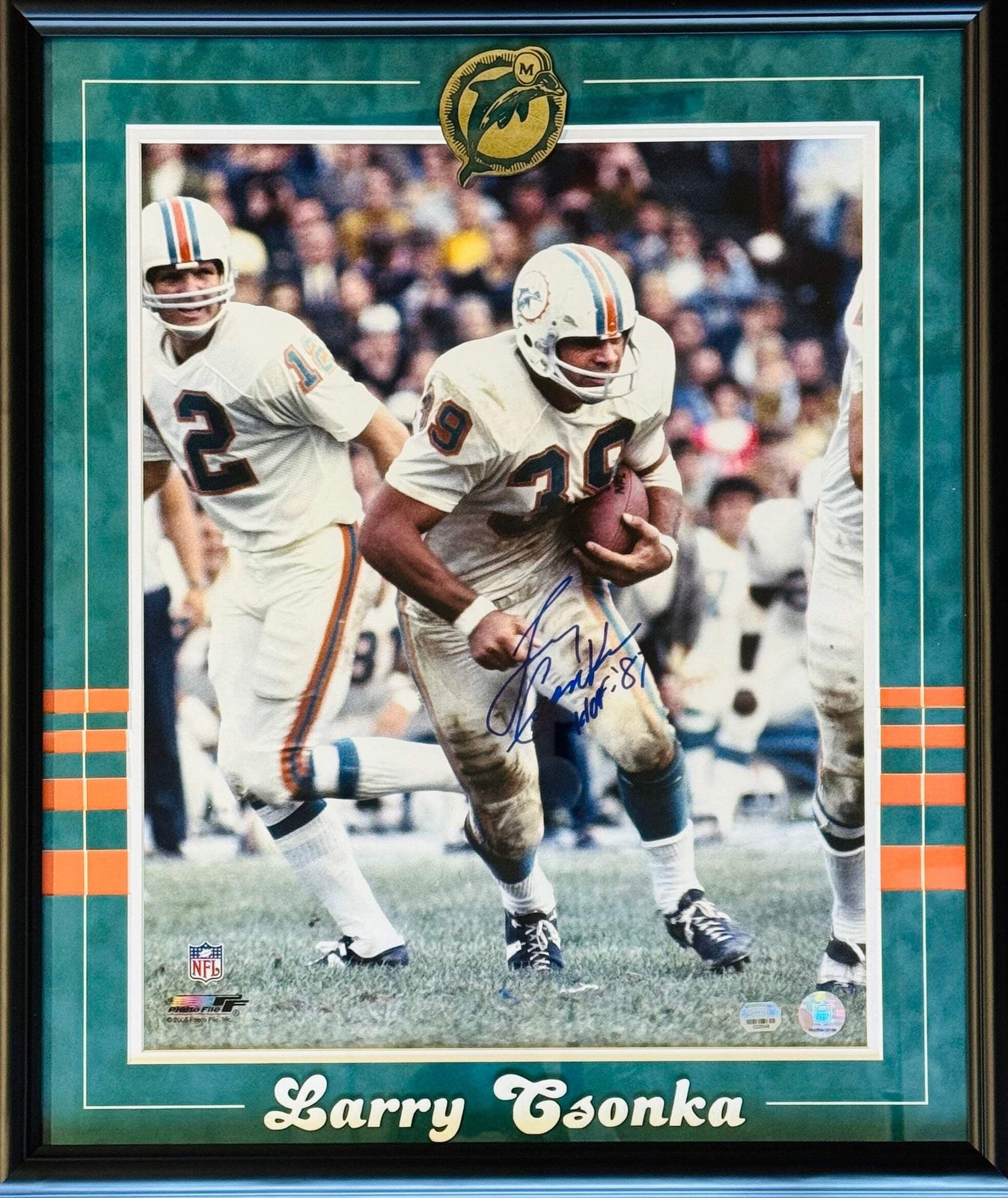 Larry Csonka Autographed Framed 16X20 Photo (Mounted Memories)