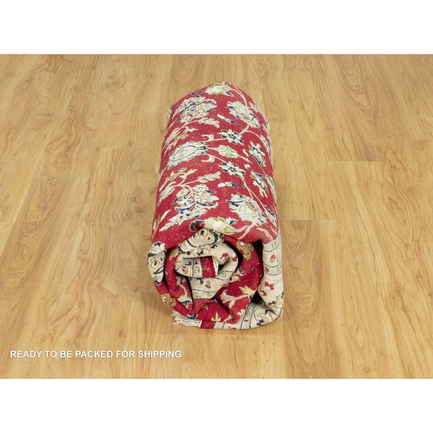 8'X8' Barn Red 250 Kpsi Hand Knotted Nain Soft Wool Oriental Round Rug