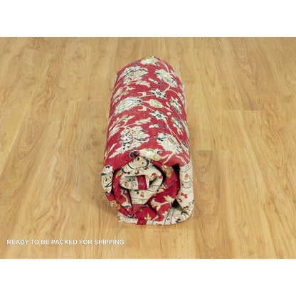 8'X8' Barn Red 250 Kpsi Hand Knotted Nain Soft Wool Oriental Round Rug