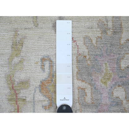 Rug 2'x3' White Afghan Angora Oushak Floral Pattern Hand Knotted Wool Mat