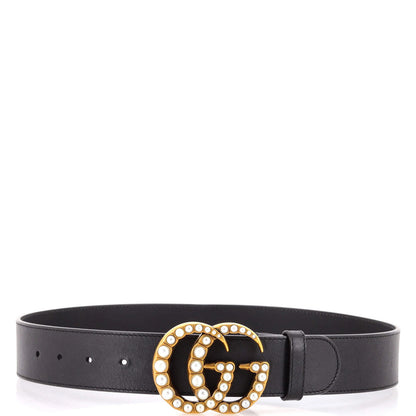 Gucci Pearly Gg Marmont Belt Leather Wide