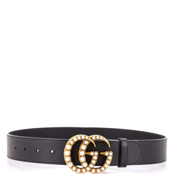 Gucci Pearly Gg Marmont Belt Leather Wide
