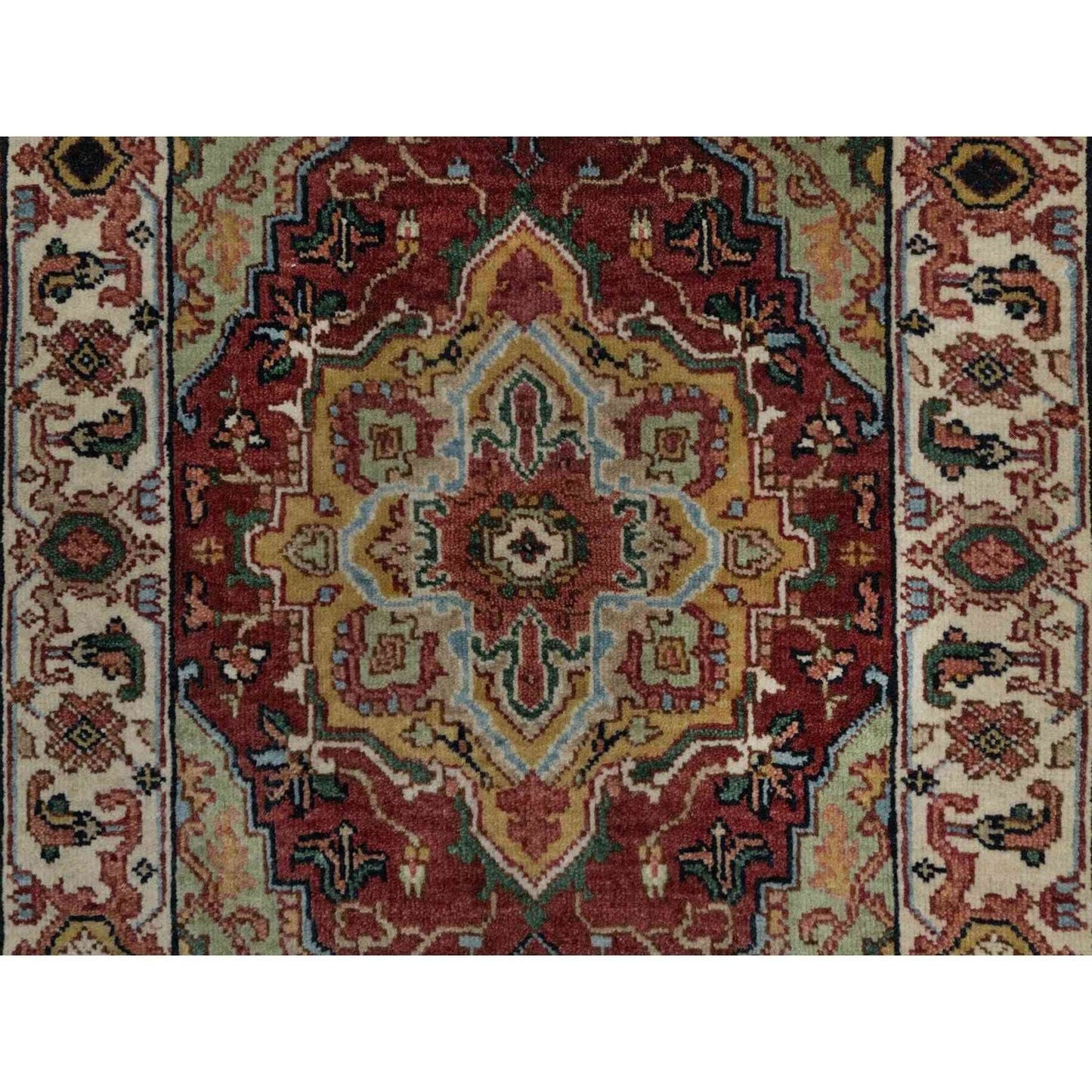2'1"X3' Red Antiqued Fine Heris Hand Knotted New Zealand Wool Mat Rug