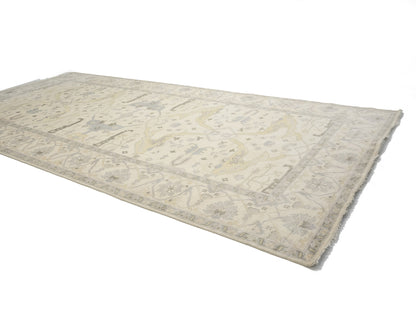 Hand-Knotted Wool Floral Oushak Oriental Rug Rare