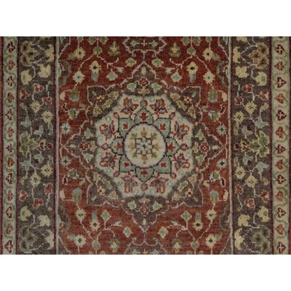 2'x3'1" Red Antiqued Tebraz Hand Knotted New Zealand Wool Mat Small Rug