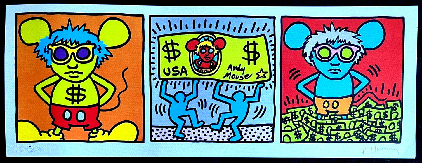 Keith-Haring Lithograph From An Painting - Coa Signed Pen - Numbered A Hand