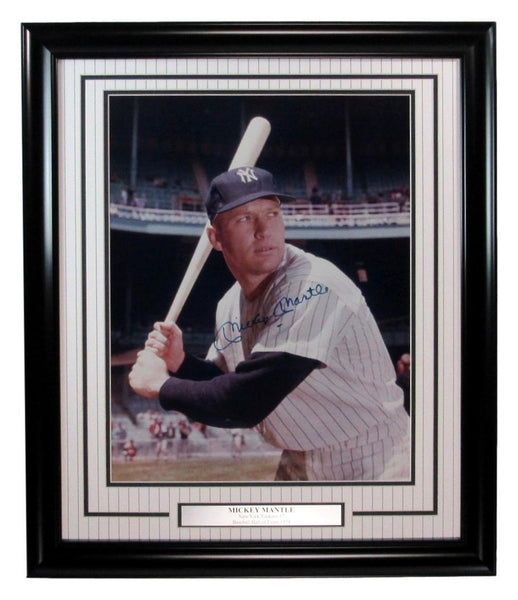 Mickey Mantle Hof Autographed 16X20 Photo New York Yankees Framed Jsa 182846