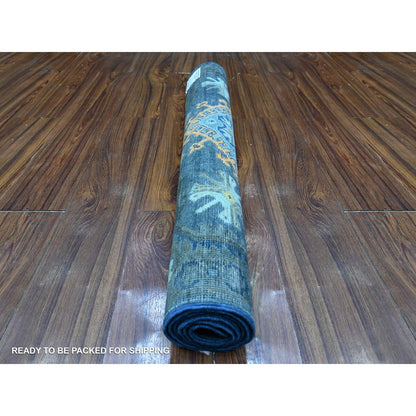 3'2"X5' Space Black Fusion Kazak Caucasian Elements Design Oriental Rug