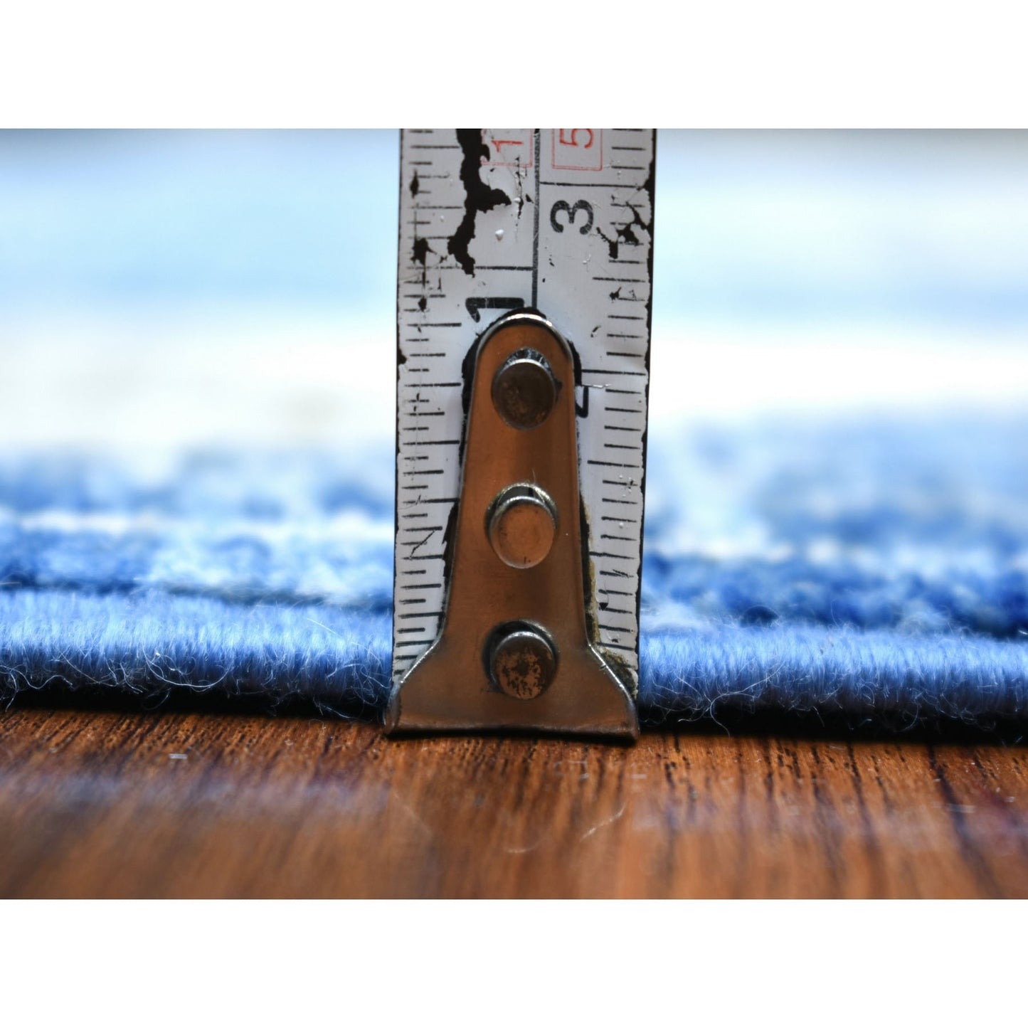 5'10"X8'9" Denim Blue Fine Peshawar Hand Knotted Soft And Shiny Wool Rug