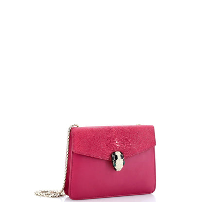 Bvlgari Serpenti Forever Square Shoulder Bag Leather And Stingray Small