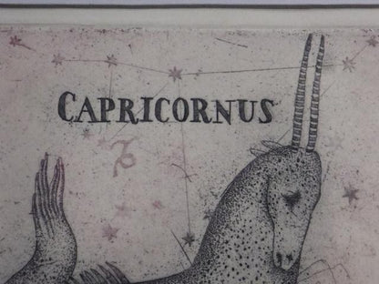 Veronika Paleckova "Capricornus" Signed Etching Limited 50 Zodiac Czech Art