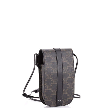 Celine Phone Pouch Crossbody Triomphe Coated Canvas With Leather