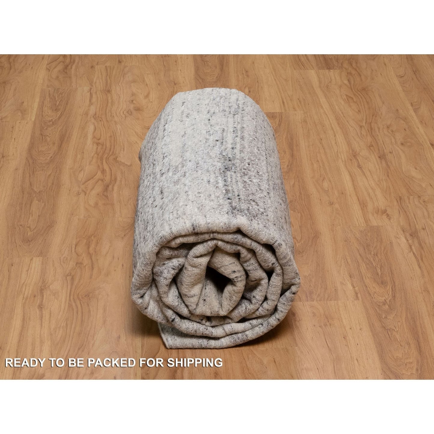 8'X10'2" Gray-Ivory Modern Design Hand Knotted Undyed Natural Wool Rug