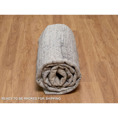 8'X10'2" Gray-Ivory Modern Design Hand Knotted Undyed Natural Wool Rug