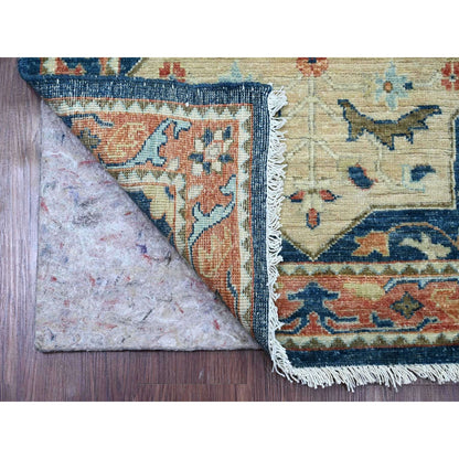 2'7"X11'9" Blue Aryana Grade Akstafa Design Hand Knotted Wool Runner Rug