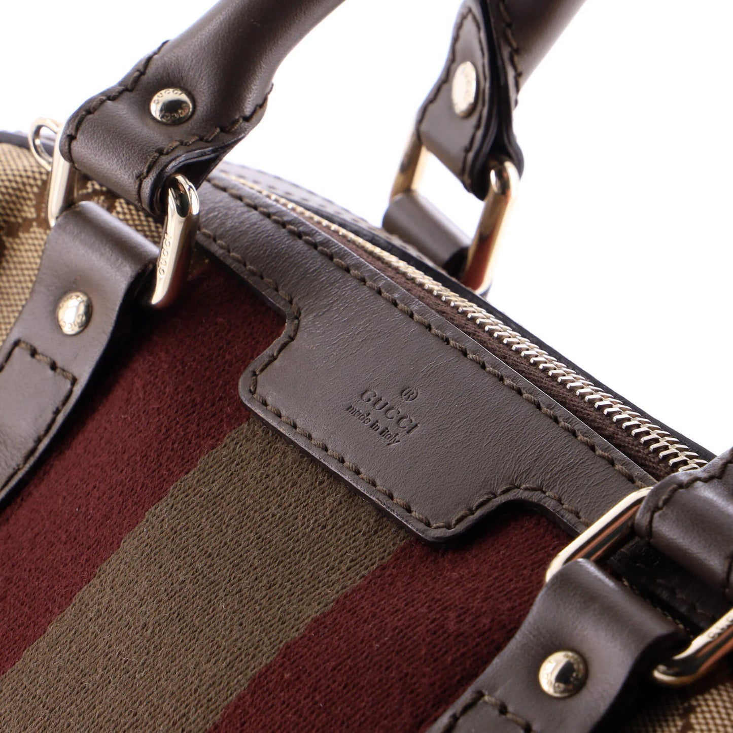 Gucci Vintage Web Boston Bag Gg Canvas Small