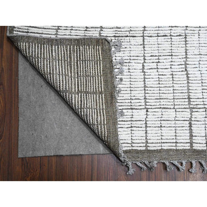 12'2"X15'9" Ivory Hand Knotted Moroccan Weave Wool Oversized Oriental Rug