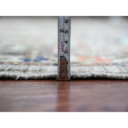 8'9"X12' Nevada Gray Peshawar Bijar Garus Design Hand Knotted Wool Rug