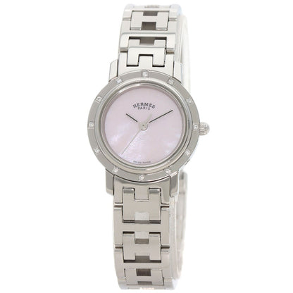 Hermes Clipper Nacre 12P Diamond Watches Cl4.230 Stainless Steel/Stainless
