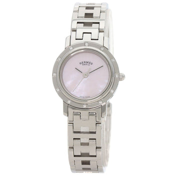 Hermes Clipper Nacre 12P Diamond Watches Cl4.230 Stainless Steel/Stainless