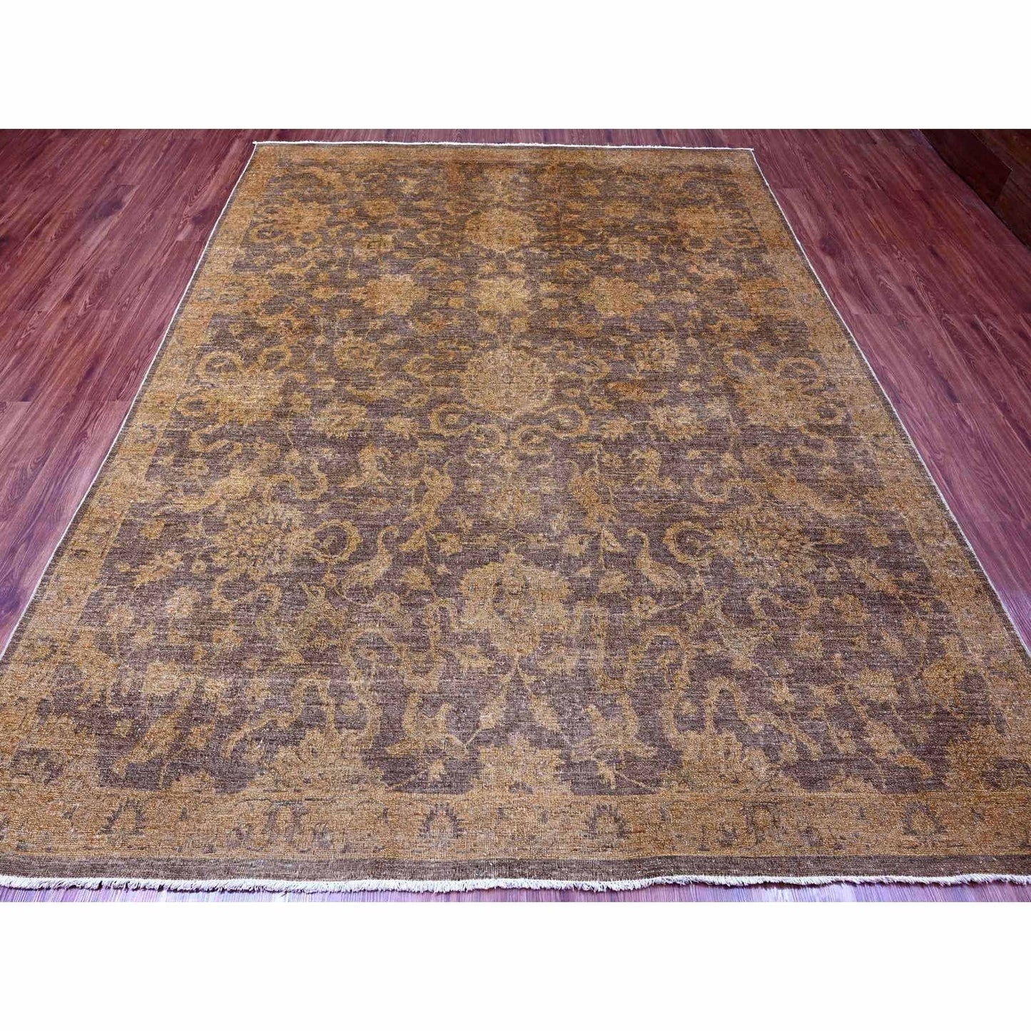 7'10"X10' Brown Peshawar Ziegler Mahal, Design Hand Knotted Pure Wool Rug