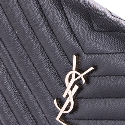Saint Laurent Classic Monogram Wallet On Chain Matelasse Chevron Leather Small