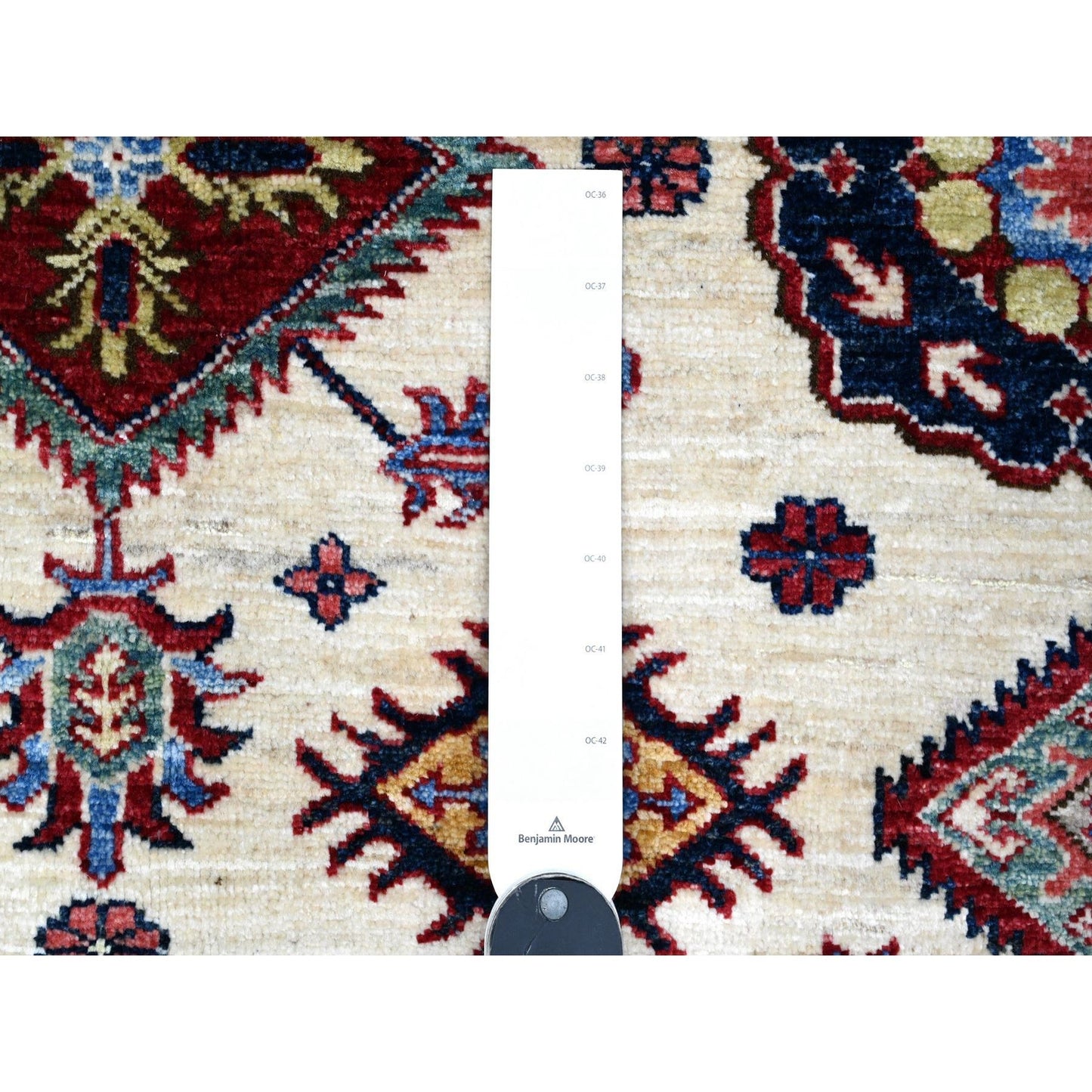 6'X6' White Pepper Hand Knotted Geometric Patterns Super Kazak Square Rug