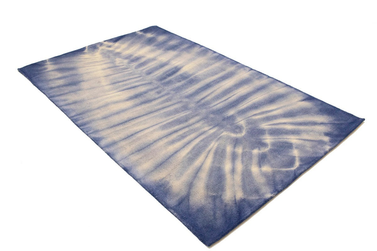 Purple-navy Tie-Dye Design Foyer Size 5X8 Hand-Tufted Modern Rug Wool Carpet