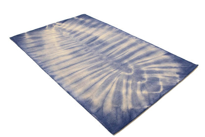 Purple-navy Tie-Dye Design Foyer Size 5X8 Hand-Tufted Modern Rug Wool Carpet