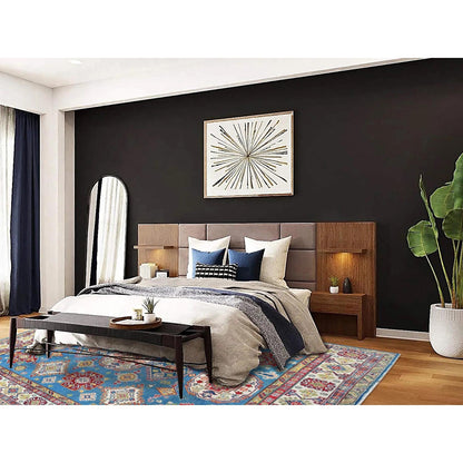 8'X10'1" Blue Soft Wool Kazak All Over Design Hand Knotted Oriental Rug