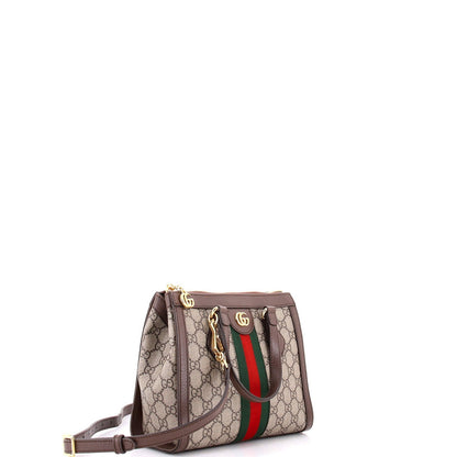 Gucci Ophidia Top Handle Tote Gg Coated Canvas With Leather Small