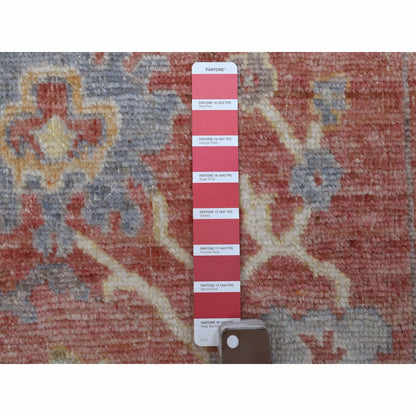 3'1"X19'8" Pure Wool Hand Knotted Coral Red Angora Oushak Xl Runner Rug