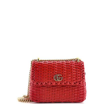 Gucci Cestino Flap Shoulder Bag Wicker Mini
