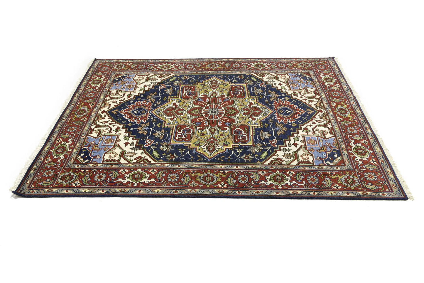 Geometric Heriz Serapi Oriental Rug Dining Room