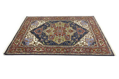 Geometric Heriz Serapi Oriental Rug Dining Room