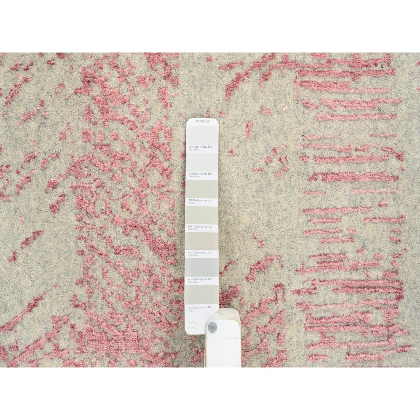 10'X10' Rose Pink Wool And Art Silk Jacquard Hand Loomed Round Rug