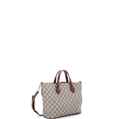 Gucci Convertible Soft Tote Gg Coated Canvas With Leather Small