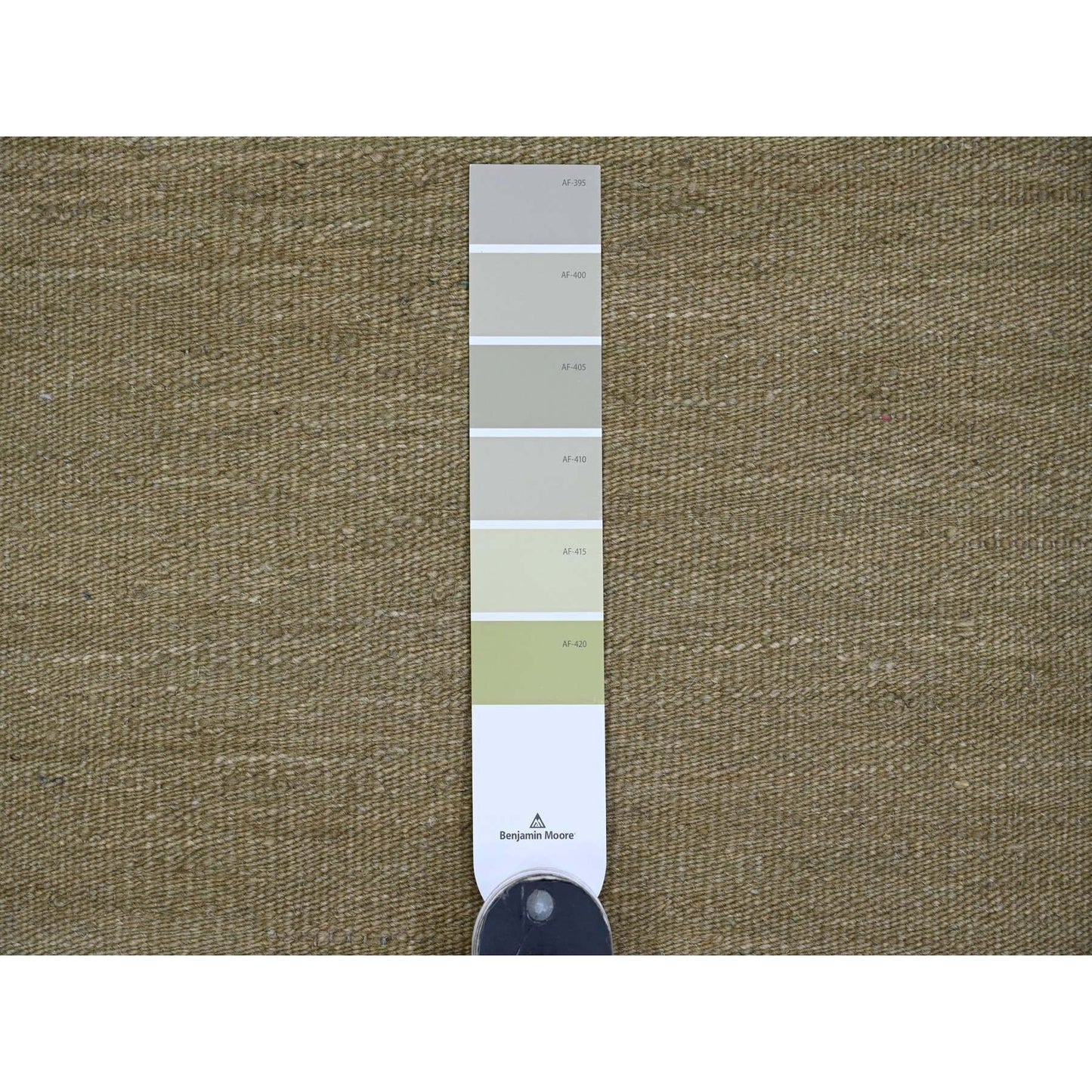 9'1"X12' Swamp Green Solid Design Hand Woven Afghan Hand Spun Wool Rug