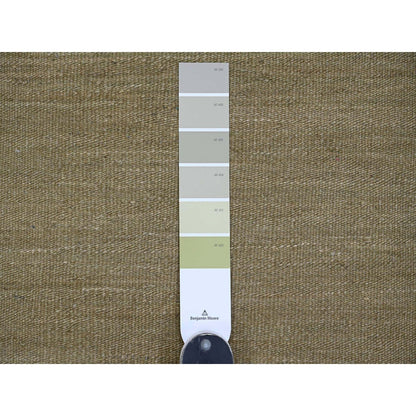 9'1"X12' Swamp Green Solid Design Hand Woven Afghan Hand Spun Wool Rug