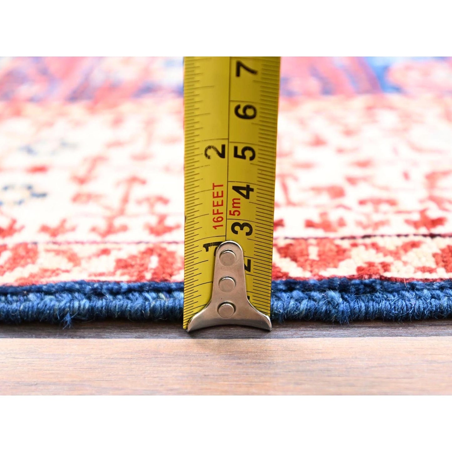 3'10"X6'3" Blue Hand Knotted Mamluk Design Pure Wool Oriental Rug