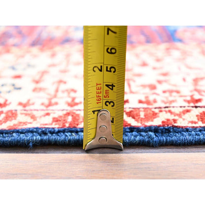 3'10"X6'3" Blue Hand Knotted Mamluk Design Pure Wool Oriental Rug