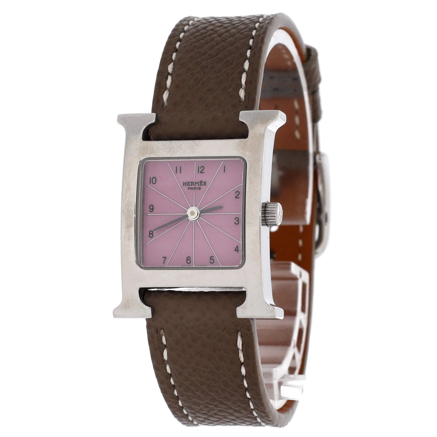 Hermes Heure H Quartz Watch Stainless Steel And Leather 17