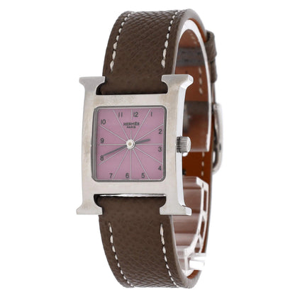 Hermes Heure H Quartz Watch Stainless Steel And Leather 17