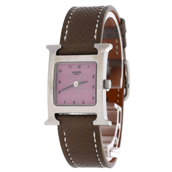 Hermes Heure H Quartz Watch Stainless Steel And Leather 17